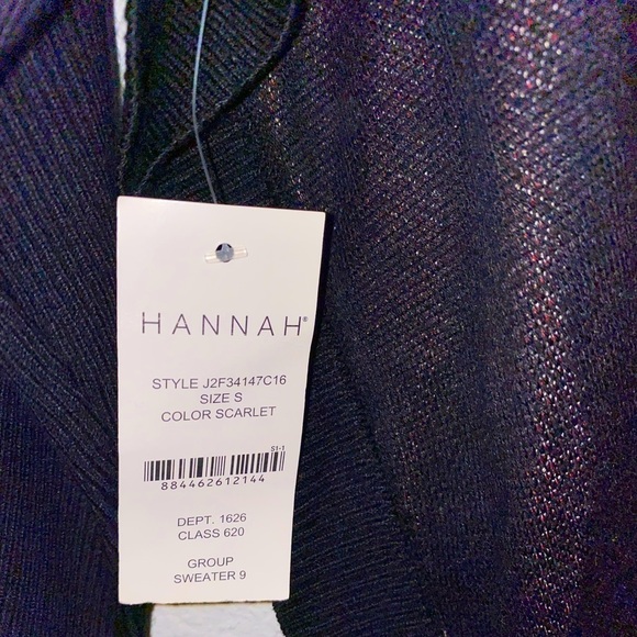 NWT HANNAH Black Red Oversized Argyle Poncho Sweater Size S - Picture 7 of 7